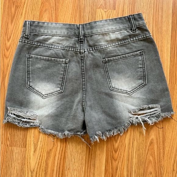 Ladies Distressed Denim Shorts - Picture 2 of 3